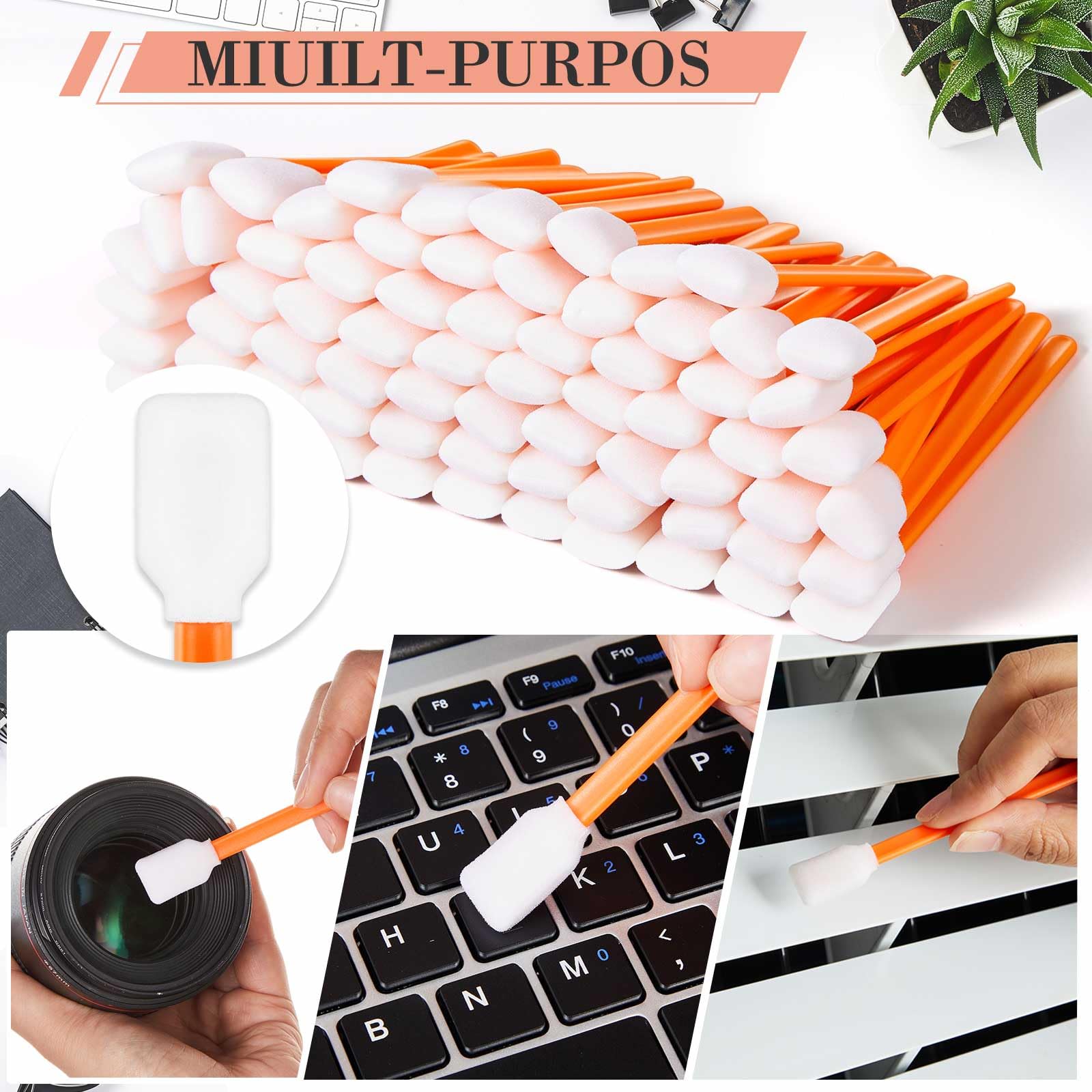 200 hisopos de limpieza de espuma de 5 pulgadas con estuche de almacenamiento, puntas de espuma para cabezales de impresora, escáneres, lentes de cámara, industrias de disco duro de chip