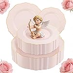 WDF 100pcs Pink Plastic Plates - High-end Baroque Design - Pink and Gold Plates for Upscale Party & Valentine\'s Day - Including 50 Disposable Plate 10.25inch, 50Salad Plate 7.5inch