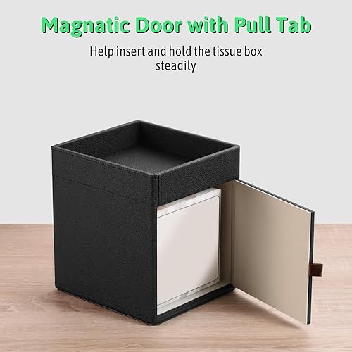 Miniatura 5 de Funda para caja de pañuelos, soporte cuadrado de piel sintética con bandeja de almacenamiento superior para bañoencimeramesita de nochemesa de