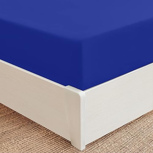 Mellanni Full Fitted Sheet - Deep Pocket Cooling Sheets up to 16 inch - Hotel Luxury 1800 Bedding - Wrinkle, Fade, Stain Resistant - 1 Single Full Size Fitted Sheet Only (Full, Imperial Blue)