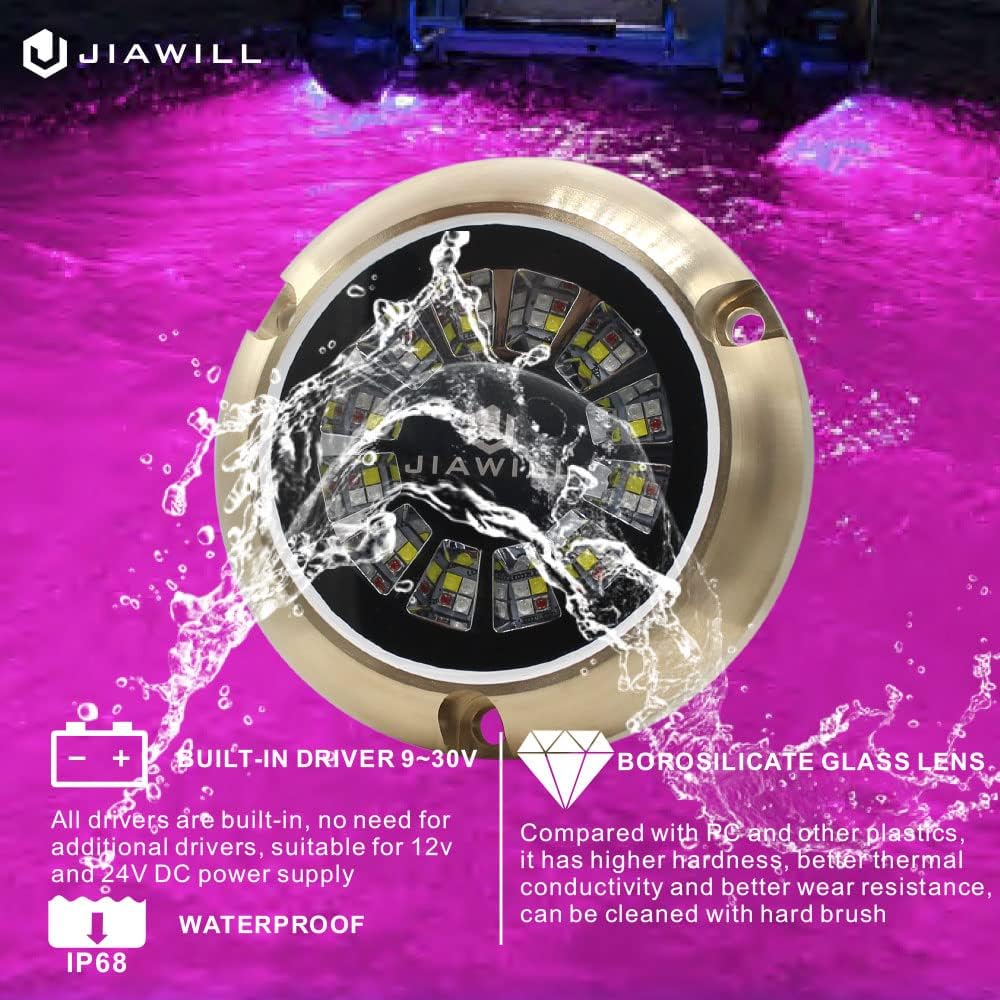 RGBW Full Color LED Underwater Boat Light,Surface Mount,Bronze Housing,Build-in Driver,No External Controllers Required
