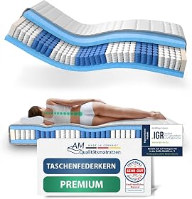 AM Qualitätsmatratzen Premium Taschenfederkernmatratze 140x200 H3, 24 cm, Lyocell-Bezug