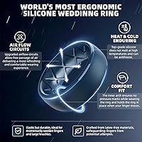 Vista 8 de Egnaro Anillos de boda de silicona para hombre: 1/4/6/7 Multipack de anillos de boda de goma con arco interior Diseño ergonómico transpirable