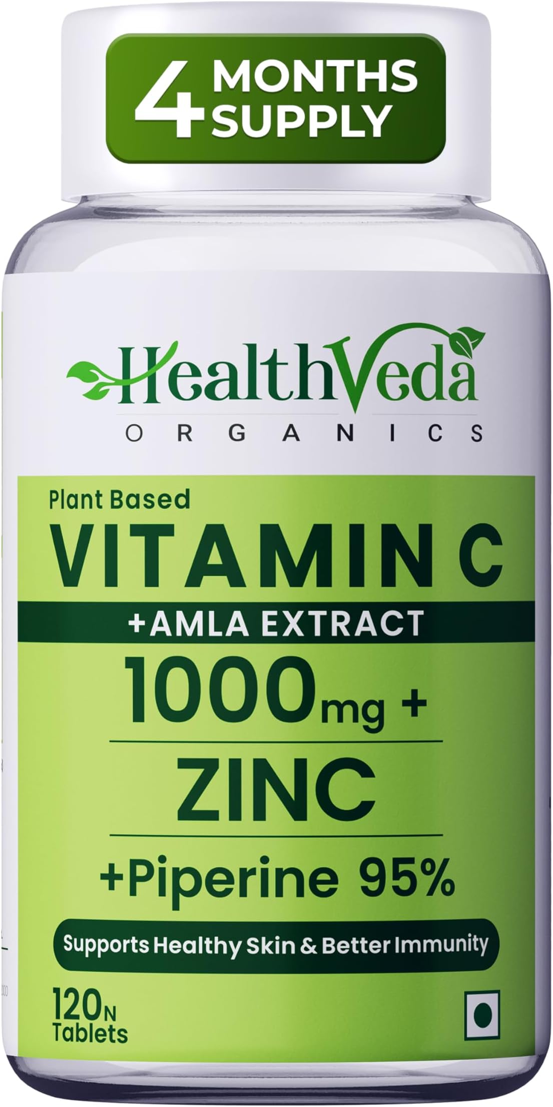 Health Veda Organics Natural Vitamin C tablets 1000 mg || Enriched with Green amla extract || For better skin health & immunity