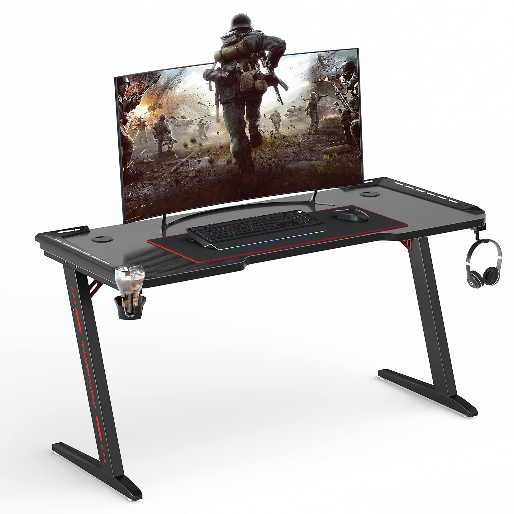 Buy Computer Gaming Desk RGB LED Ergonomic Larger Game Table Z shaped