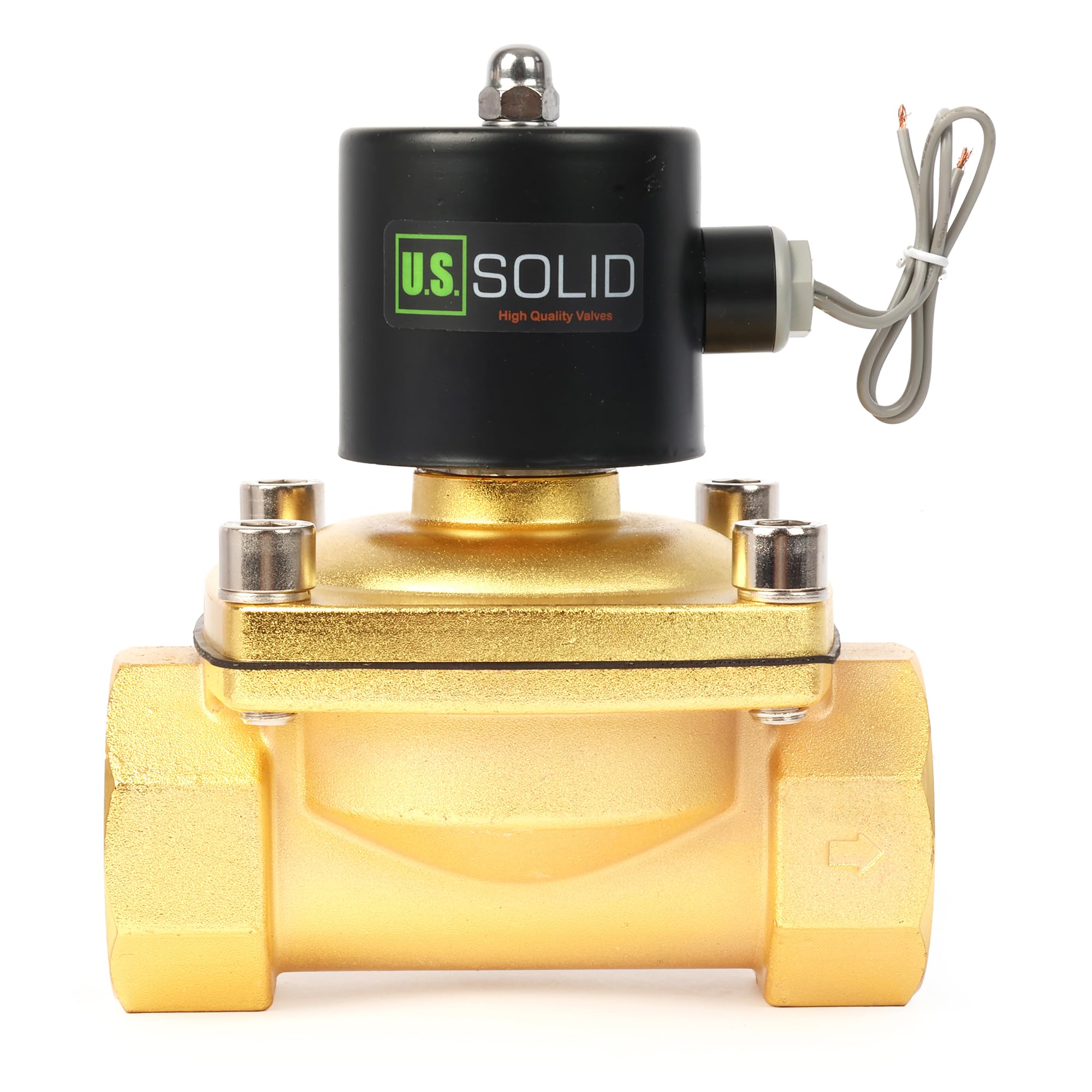 U.S. Solid Válvula solenoide – Válvula de agua eléctrica de aleación de zinc de 24 V CC de 2 pulgadas, sello NBR