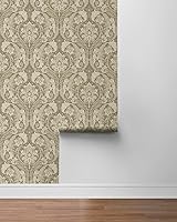 Vista 6 de NextWall Harry & Grace Thornton Vintage Damask Peel and Stick Wallpaper (Latte)