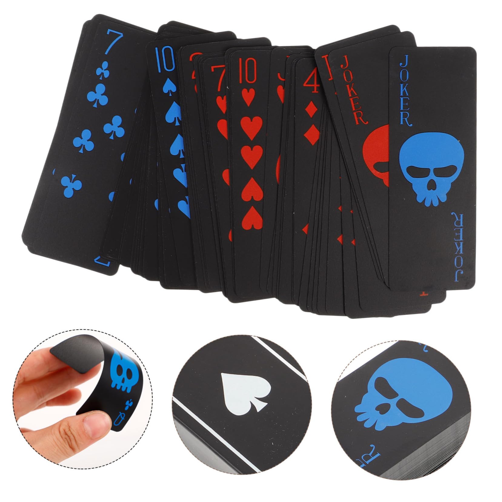 Jeu de Carte Plastique Fête Halloween Cartes à Jouer Squelette Noires