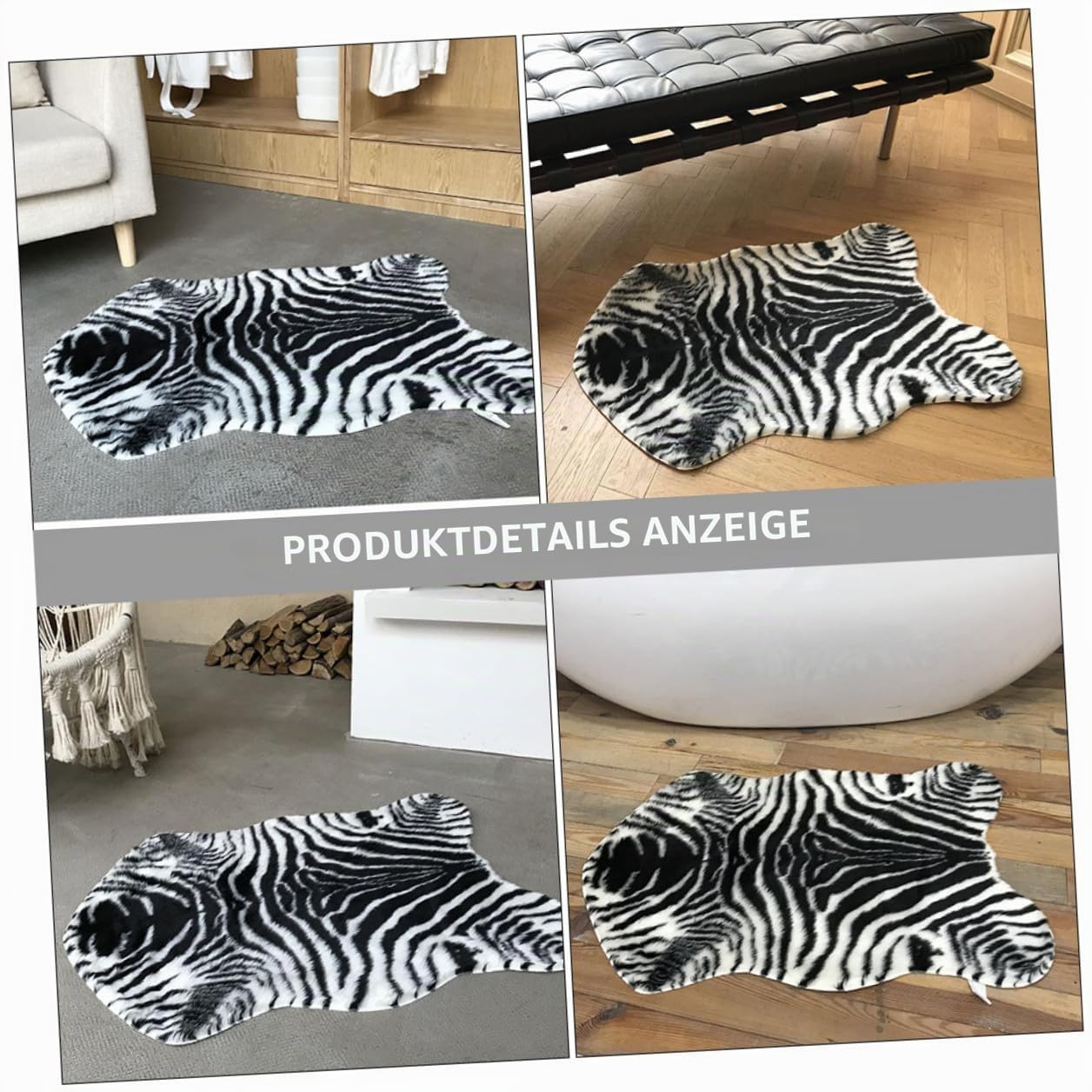 FischföRmiges Zebra-Teppich Bodenkissen rutschfeste Anti-Rutsch-Bodenmatte Weiche Hausmatte FüR Badezimmer KüChe Und Wohnzimmer