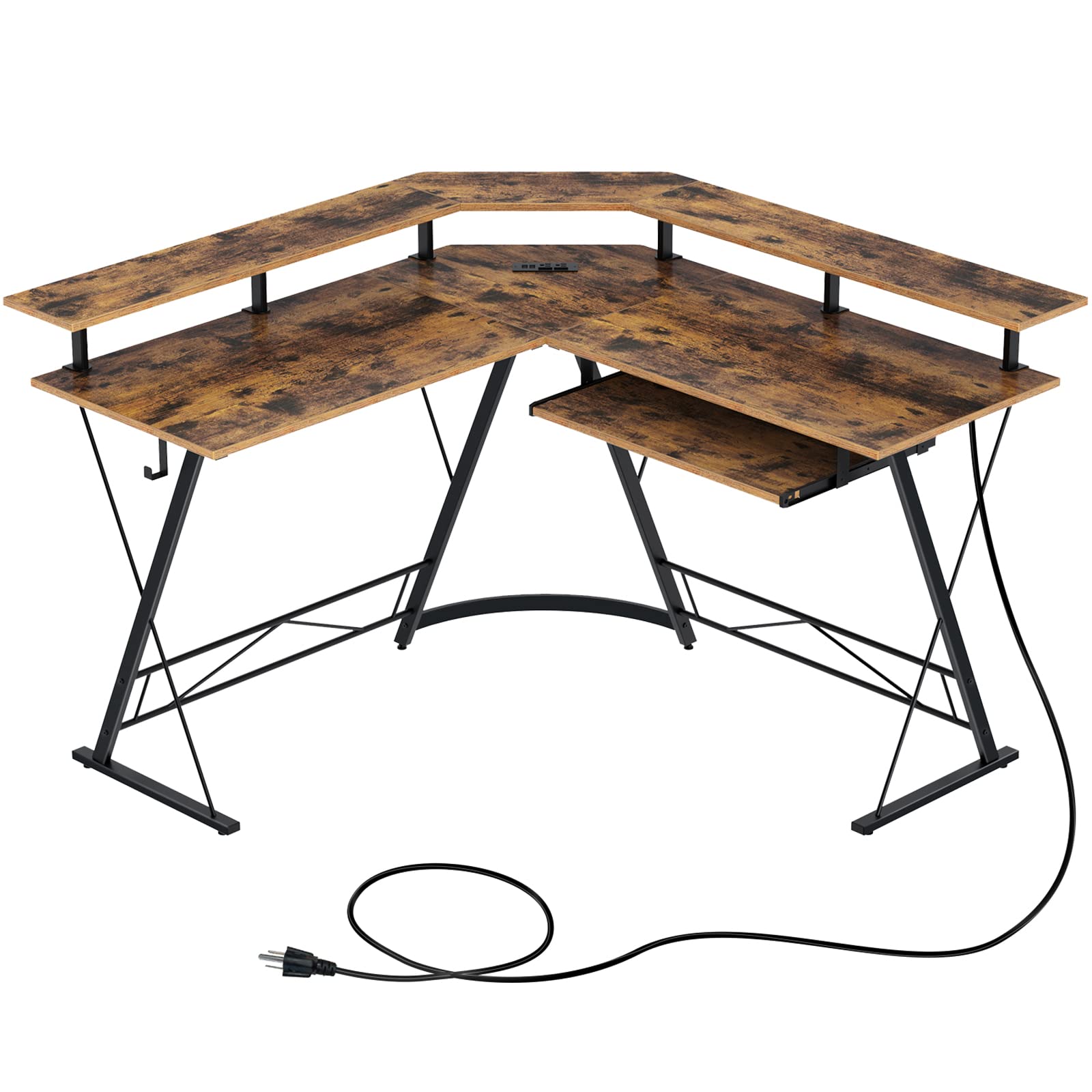 Buy Rolanstar Computer Desk L Shaped with Power Outlet, 54” Reversible