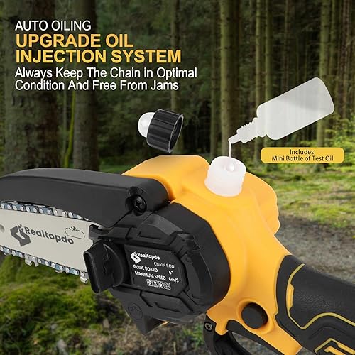 Miniatura 5 de Realtopdo Motosierra de 6 Pulgadas Compatible con Batería DeWalt 20v - Mini Motosierra Eléctrica Inalámbrica Sin Escobillas de Mano Compacta
