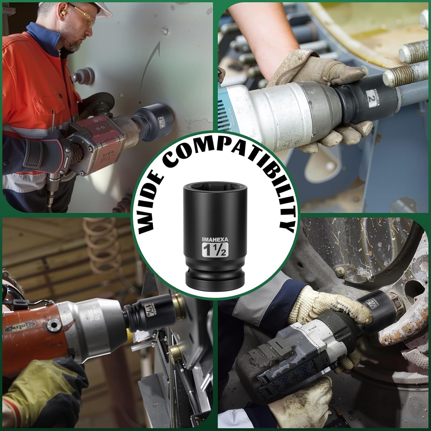 1" Drive Shallow Impact Socket,1-1/2 Inch SAE Jumbo Socket,CR-MO 6 Point for Easy Removal of Large Axle Nut（SAE)