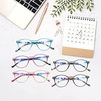 Vista 14 de VIDEBLA 5-Pack Reading Glasses Blue Light Blocking, Fashion Round Computer Readers Women Men Clear Lens Anti UV/Glare (5 Mix Color, 0.50)