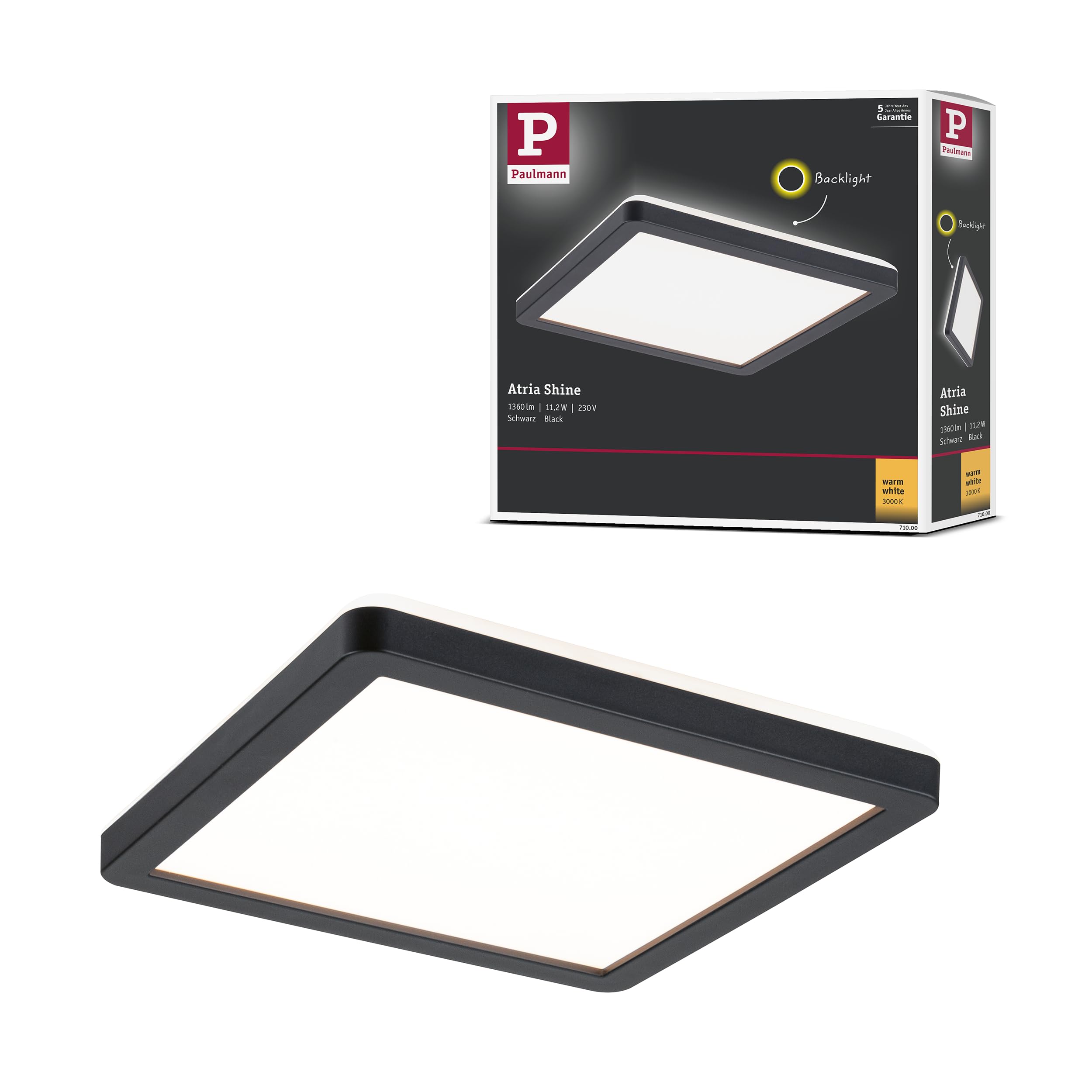 Paulmann Atria Shine Panel On/Off Black 830 19X19