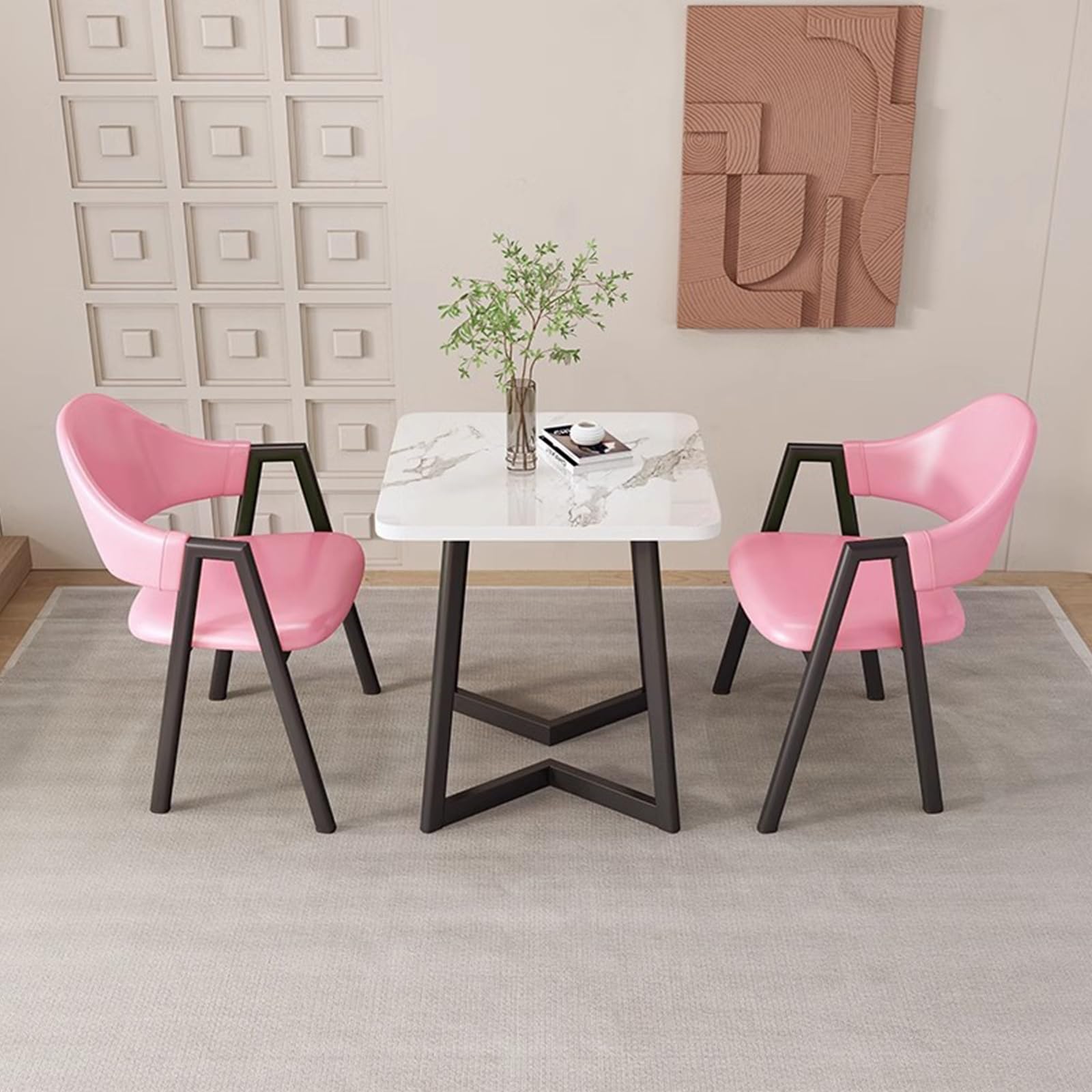 Tavolo con Sedie da Cucina per 2, Tavolo e Sedie Cucina, Tavolo da Conferenza Moderno per Sala da Pranzo/Cucina(Pink)