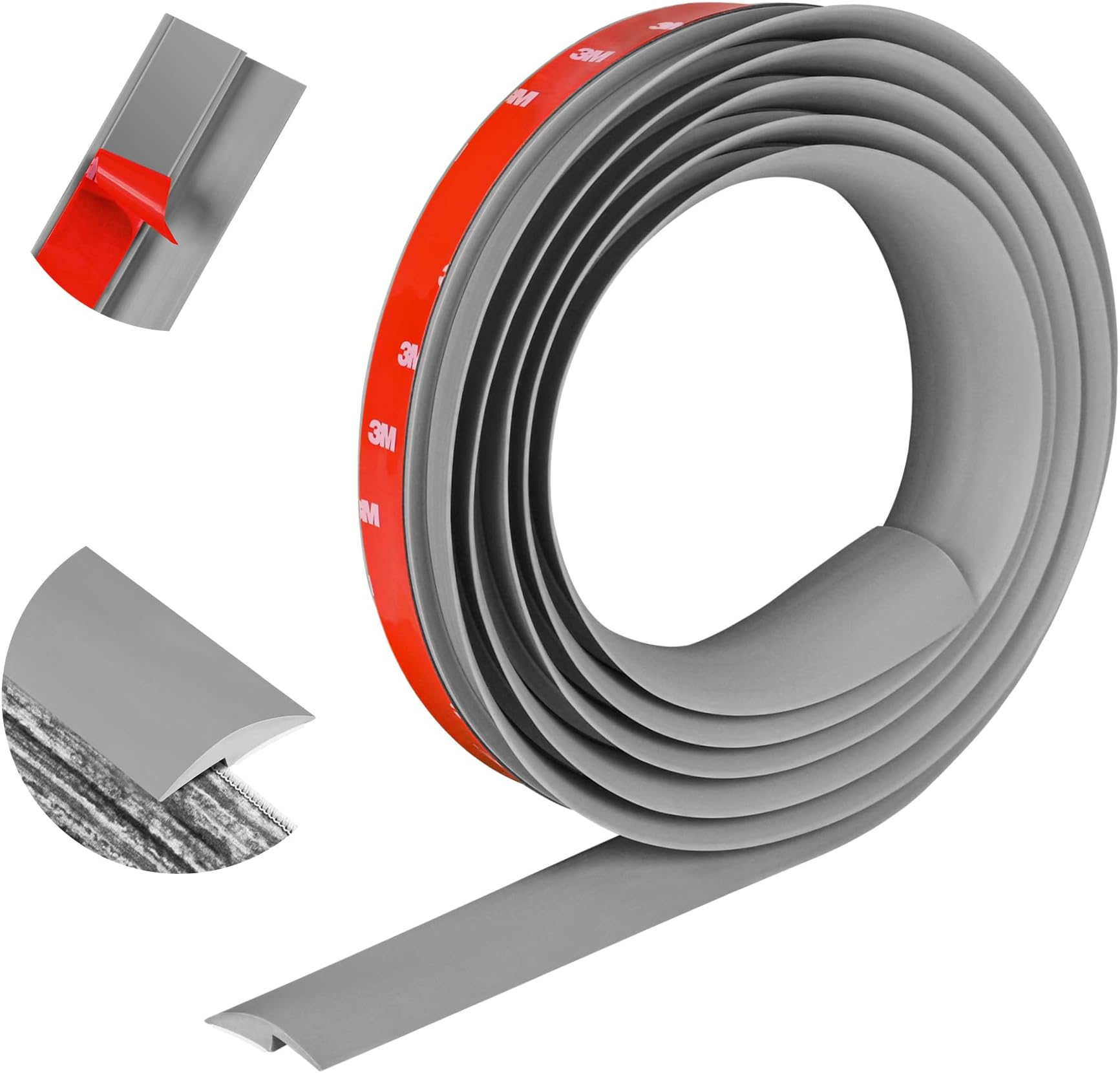 ToLanbbt 10Ft Floor Transition Strip Self Adhesive Carpet to Tile Edging Trim PVC Threshold Strips, Peel and Stick Floor Joining Trim Suitable for Threshold Height Less Than 5mm (Gray)