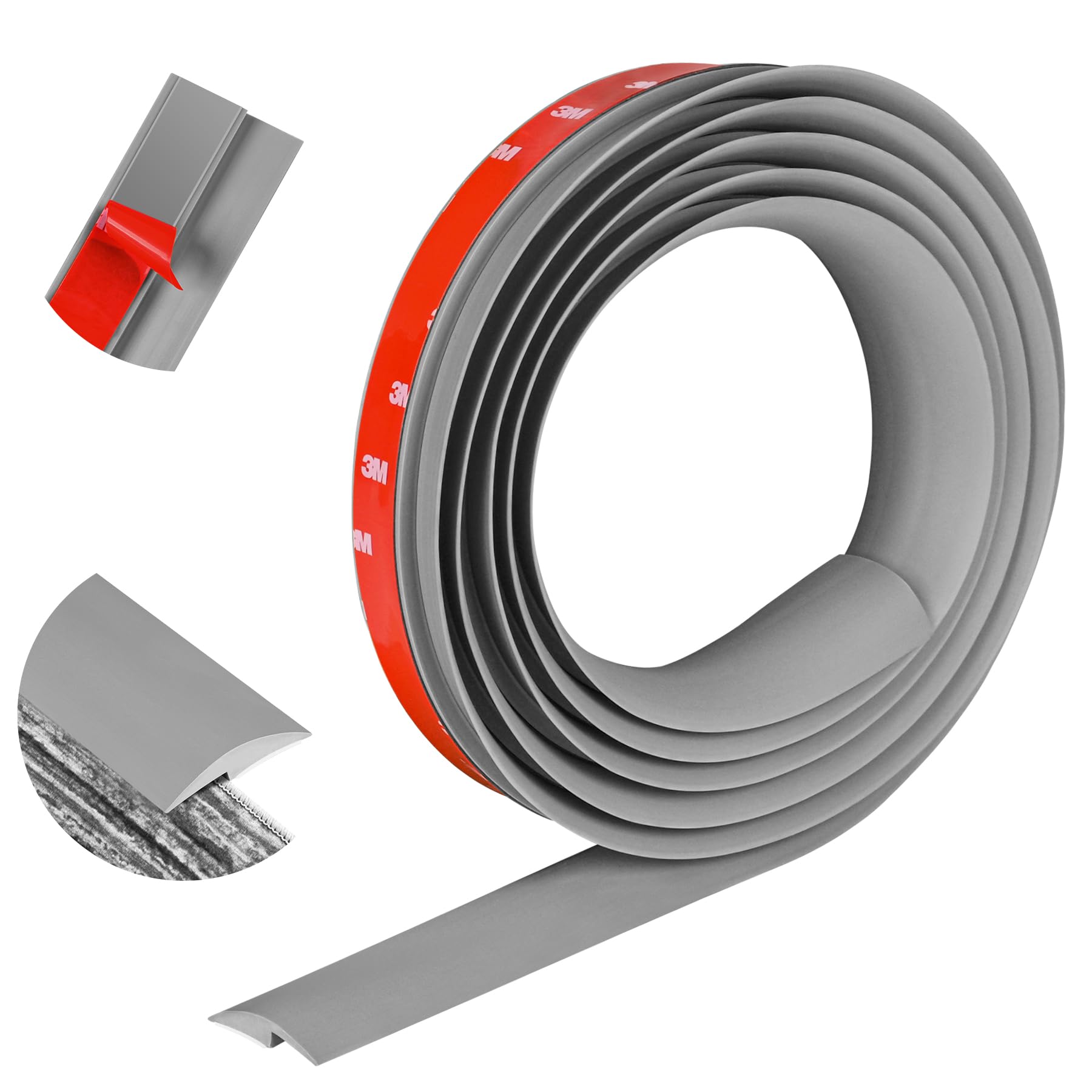 ToLanbbt 10Ft Floor Transition Strip Self Adhesive Carpet to Tile Edging Trim PVC Threshold Strips, Peel and Stick Floor Joining Trim Suitable for Threshold Height Less Than 5mm (Gray)