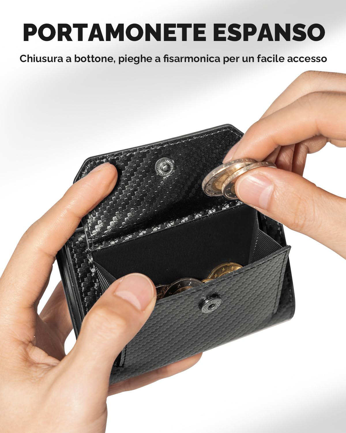 Portafoglio Uomo AirTag Porta Carte di Credito Uomo Portacarte Portafoglio Slim RFID Airtag Wallet Porta Airtag Apple Smart Tag Portamonete Capacità per 9-12 carte Finestra ID di Tasca per Monete
