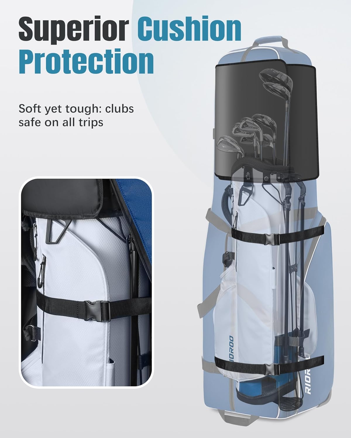 Golf Travel Bags for Airlines with Wheels, Soft-Sided 900D Oxford Cover, Padded Club Protection, Universal Fit Golf Gifts for Men and Women
