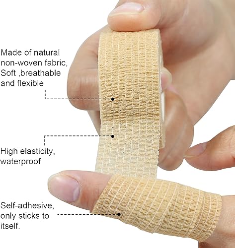 Miniatura 2 de Vendaje autoadhesivo cohesivo, transpirable, autoadherente para esguinces, hinchazón y dolor en muñeca y tobillo, 10 unidades, 1 pulgada x 14.7 pies
