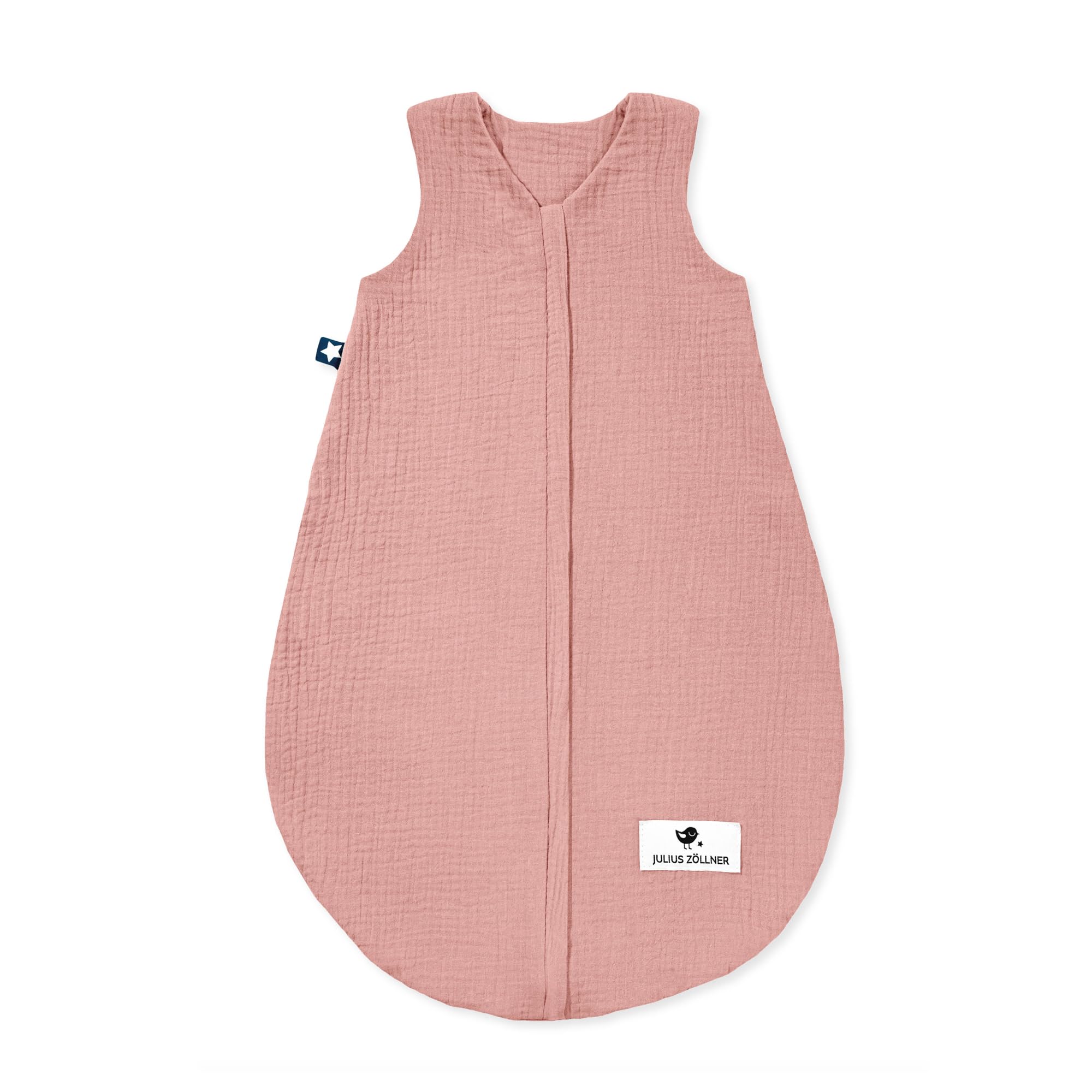 Julius Zöllner Musselin Sommerschlafsack dusty rose, Größe 70 | aus weicher Musselin Baumwolle, sicher und schadstoffgepüft, ideal für warme Sommernächte