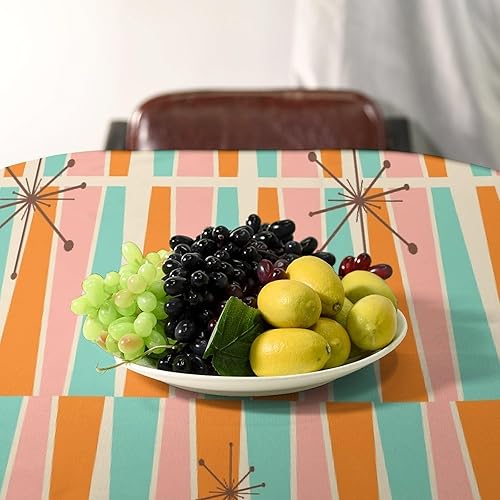 Miniatura 1188 de Mantel floral hippie, diseño retro de los años 70, naranja, rosa, azul, floral, bohemio, estampado estético de margaritas, para fiesta, picnic