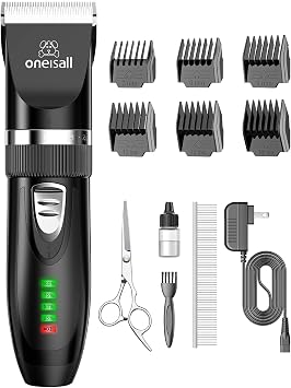 oneisall Quiet Cat Clippers for Matted & Long Hair, 2-Speed Cordless Pet Shaver Grooming Kit for Cats, Small Dogs & Animals Black