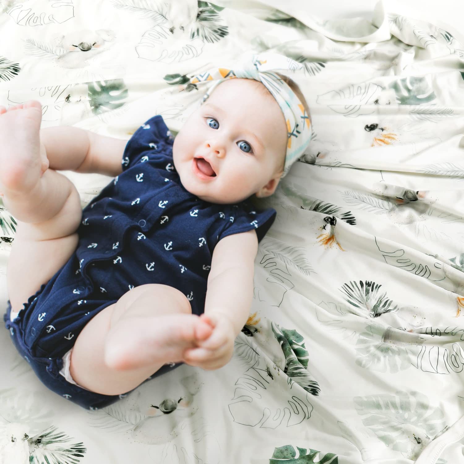 1 Baby Blankets Super Soft Jersey Knit Swaddle Blanket for Baby Girls and Boys, Double Layer Receiving Blankets 34 x 44 Inches Extra Large for Baby Show Gift,Watercolor Animals, Mint Green