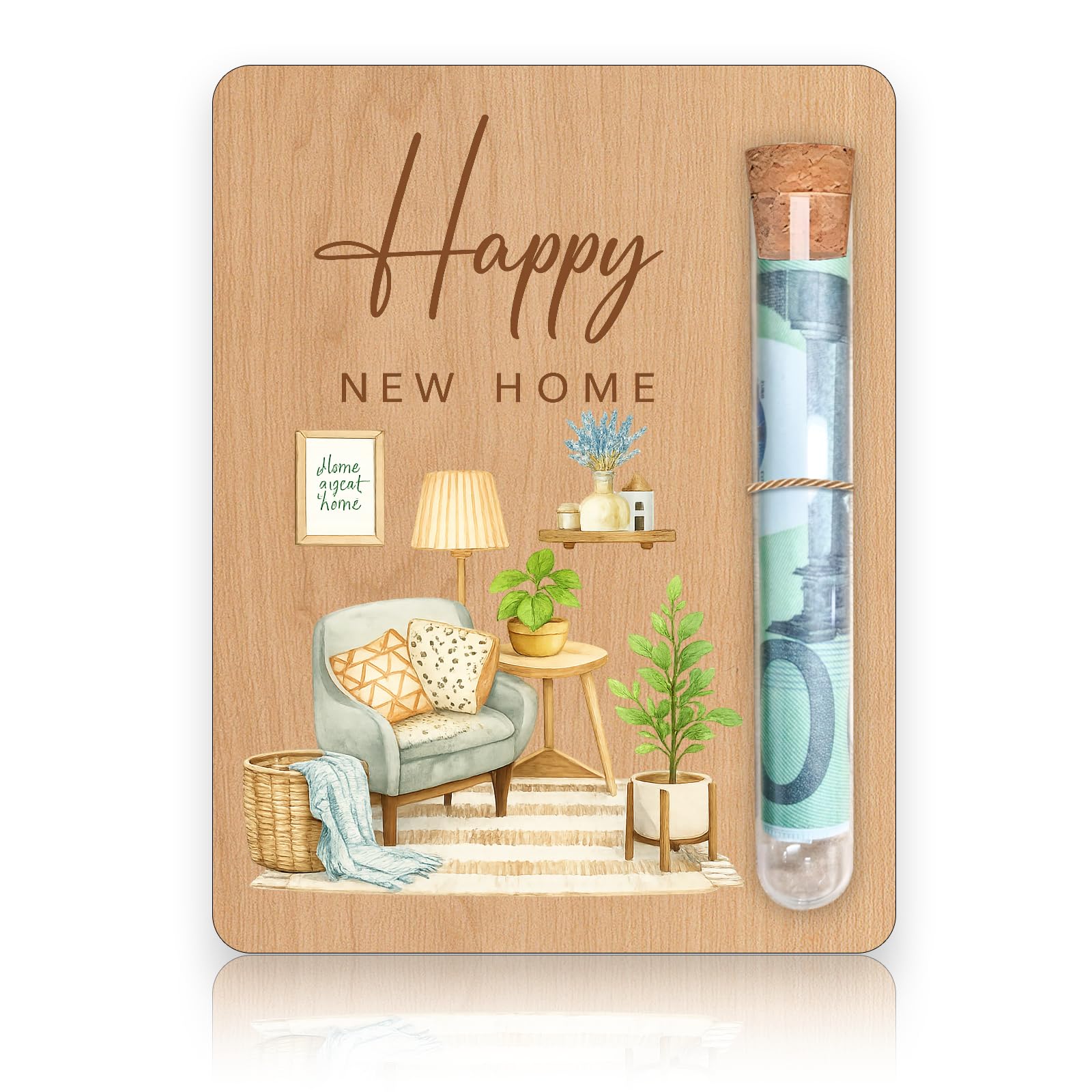 Regalo inaugurazione casa in legno Happy New Home 10x13 cm