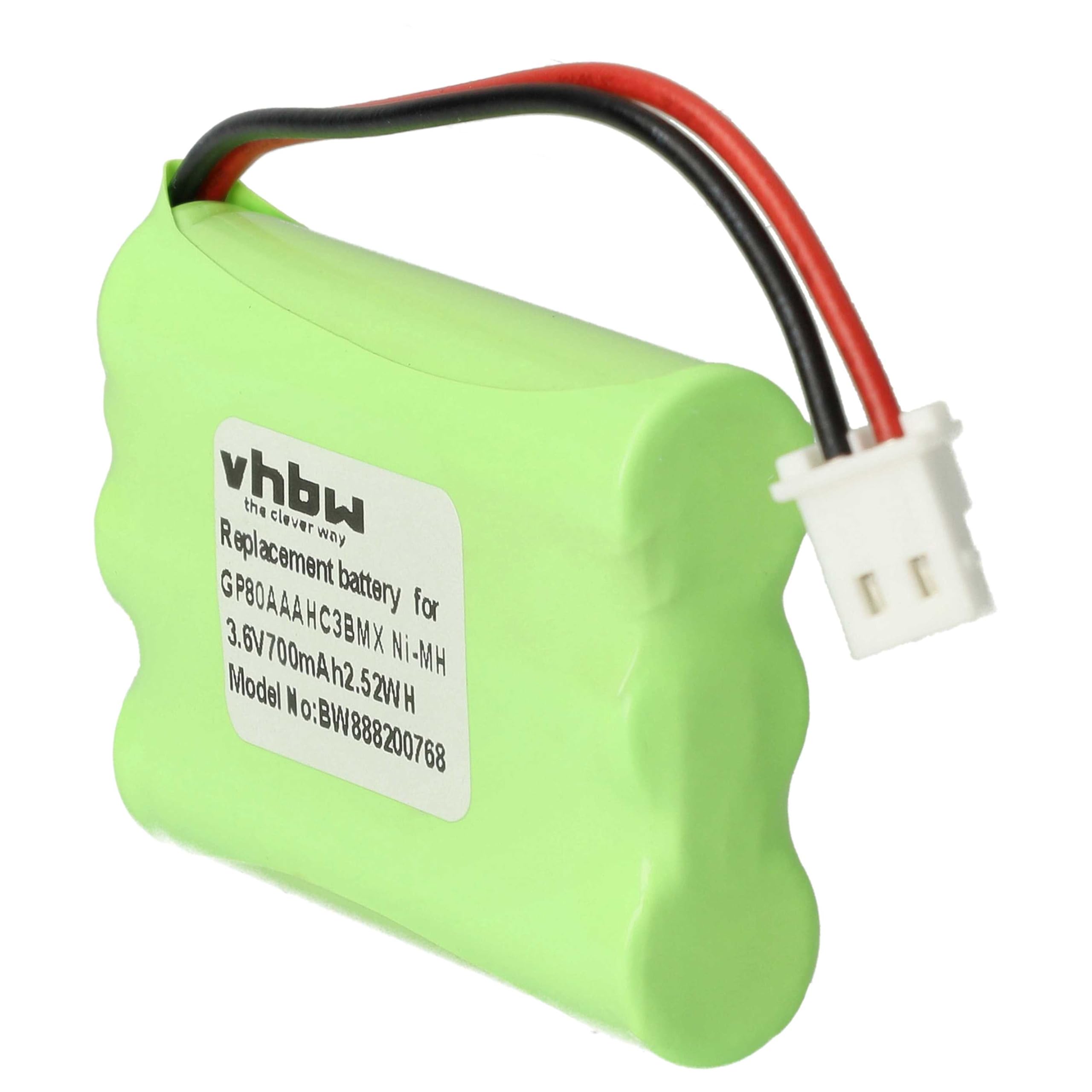 vhbw Batterie Remplacement pour Motorola HRMR03, GP80AAAHC3BMX pour Moniteur bébé, babyphone (700mAh, 3,6V, NiMH)