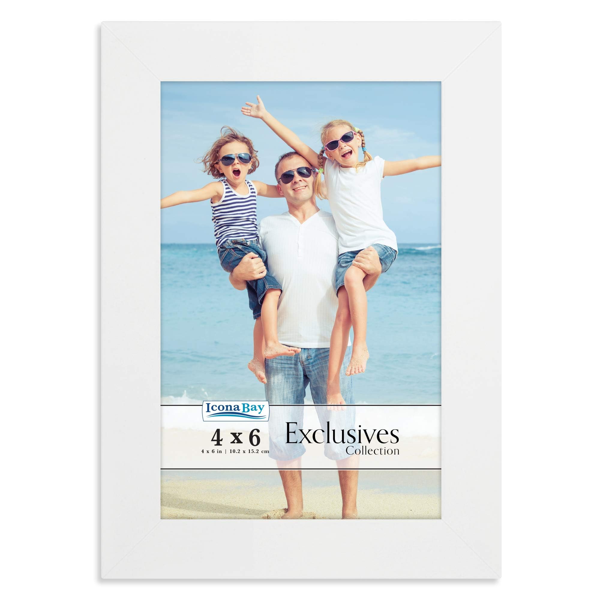 Icona Bay - 4x6 White Picture Frame - Sturdy Wood Composite Photo Frame - Sleek Design, Table Top or Wall Mount - Exclusives Collection