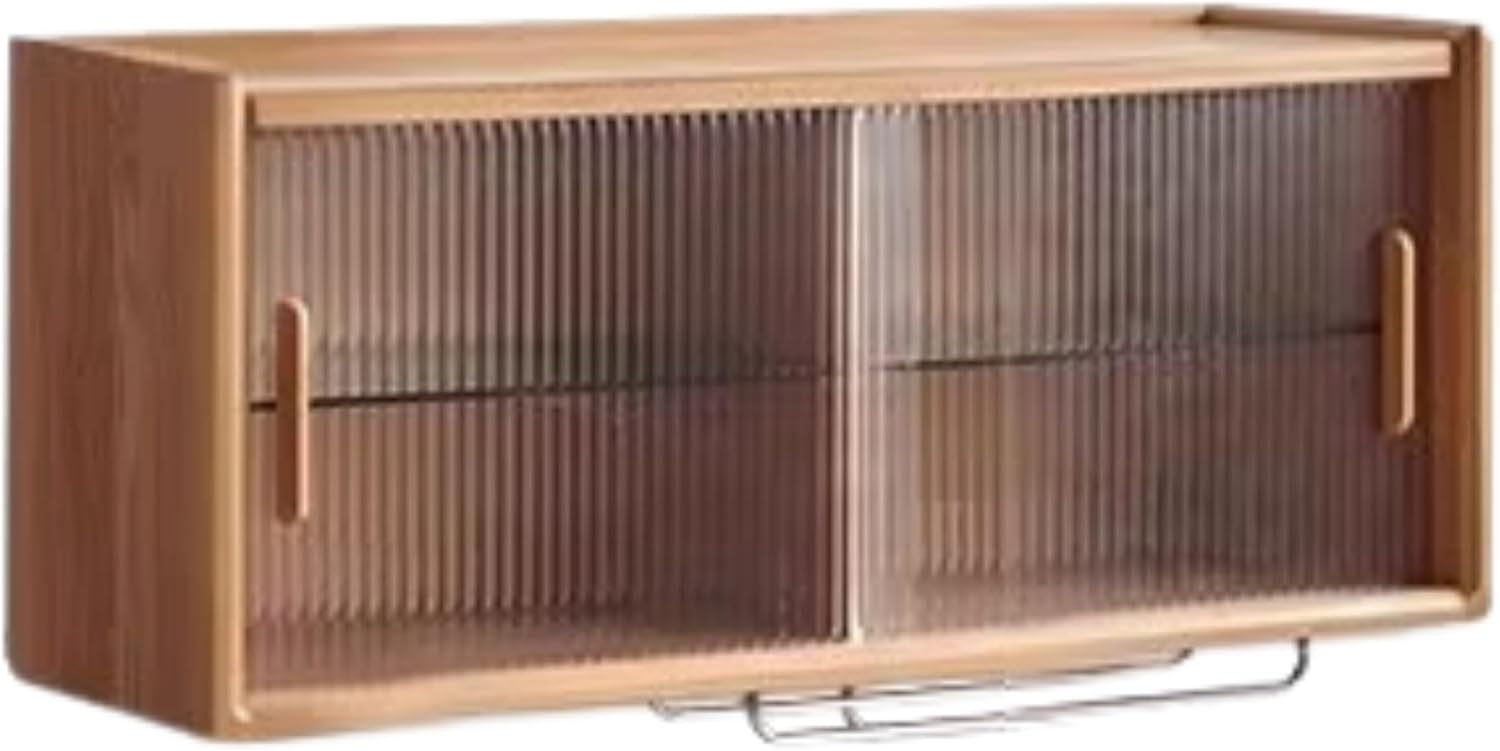 GVAwood Oak Solid Wood, Solid Rubberwood Wall-Mounted Sideboard Cabinet Locker 39.4x11x14 inch / 100x28x35.5сm / Walnut Color/Oak Solid Wood wall-Mounted Cabinet