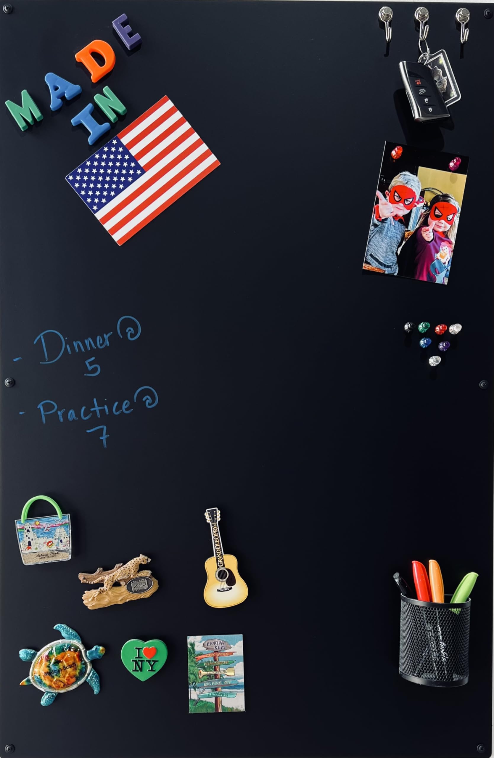 Large Magnetic Board for Wall - Magnet Display Board - Magnetic Bulletin Board - Black Dry Erase Board - Made in USA (Matte Black, 23" Wx35 L)