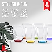 Vista 2 de Red Co. Vasos grandes multicolor para agua, jugo y cócteles, 16 onzas, juego de 6