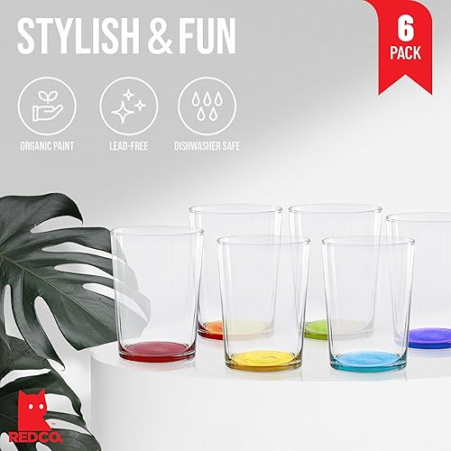 Miniatura 2 de Red Co. Vasos grandes multicolor para agua, jugo y cócteles, 16 onzas, juego de 6