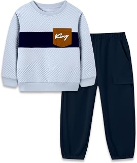 Boys Clothes Outfits Color Block Sweatshirt + Cargo Pants 2PCS