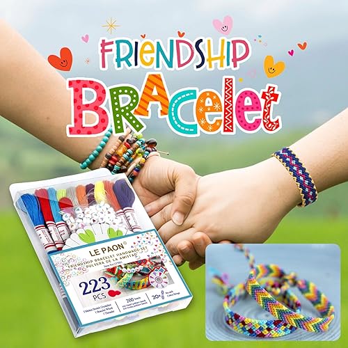 Miniatura 7 de 20 hilos de bordar, hilo de bordar, kit de costura de pulsera de la amistad, hilo de manualidades con 200 cuentas, 1 rollo de hilo transparente, 1