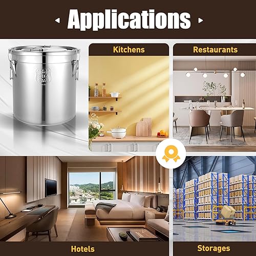 Miniatura 8 de Recipiente hermético para cocina, recipientes de almacenamiento de alimentos de acero inoxidable 304 con tapas de sellado, recipientes de cocina