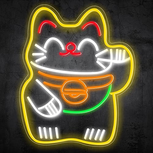 Miniatura 6 de Letrero de neón con luz de gato de la suerte, letrero de neón de anime Lucky Cat Kitty Letrero de neón personalizado para bar, tienda y restaurante