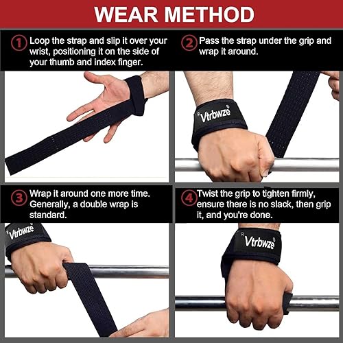 Miniatura 6 de Correas de levantamiento de pesas para levantamiento de pesas y peso muerto, agarre de silicona antideslizante, soporte de muñeca acolchado para