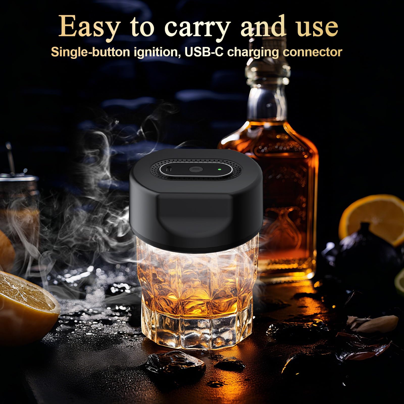 Set di affumicatori elettrici per whisky – 6 trucioli di legno, 6 pietre per whisky, forma di