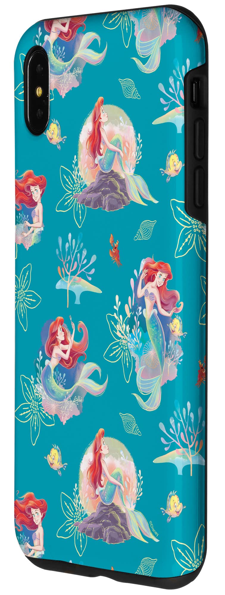Custodia per iPhone XS Max Disney Princess Ariel Flounder e Sebastian sotto il mare