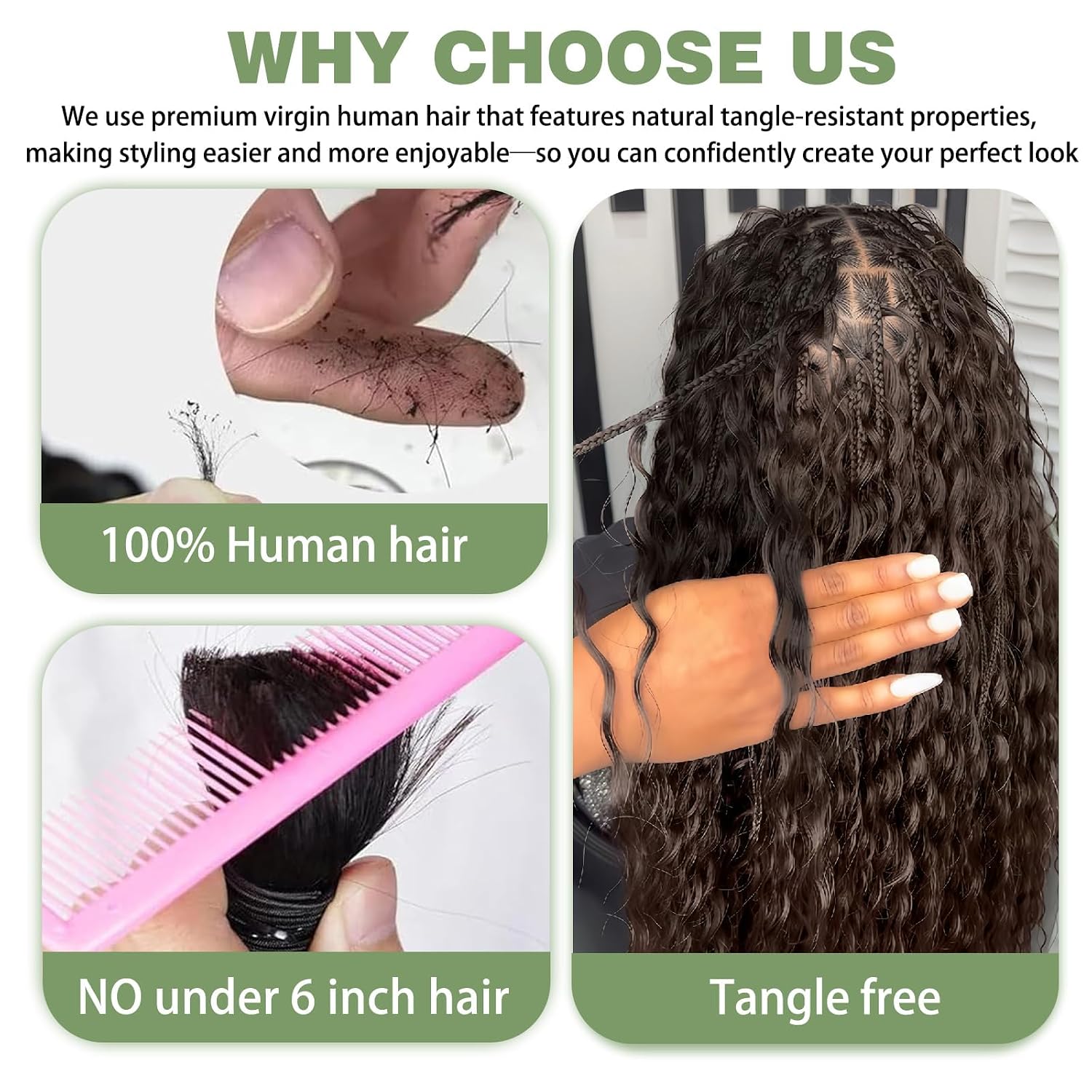 Human Braiding Hair for Boho Braids, 20 Inch 100% 12A Deep Wave Boho Hair for Braiding 3 Bundles/Pack Bohemian Bulk Human hair No Weft Extensions for Braid with Curly Ends 110g Caramel Honey Blonde