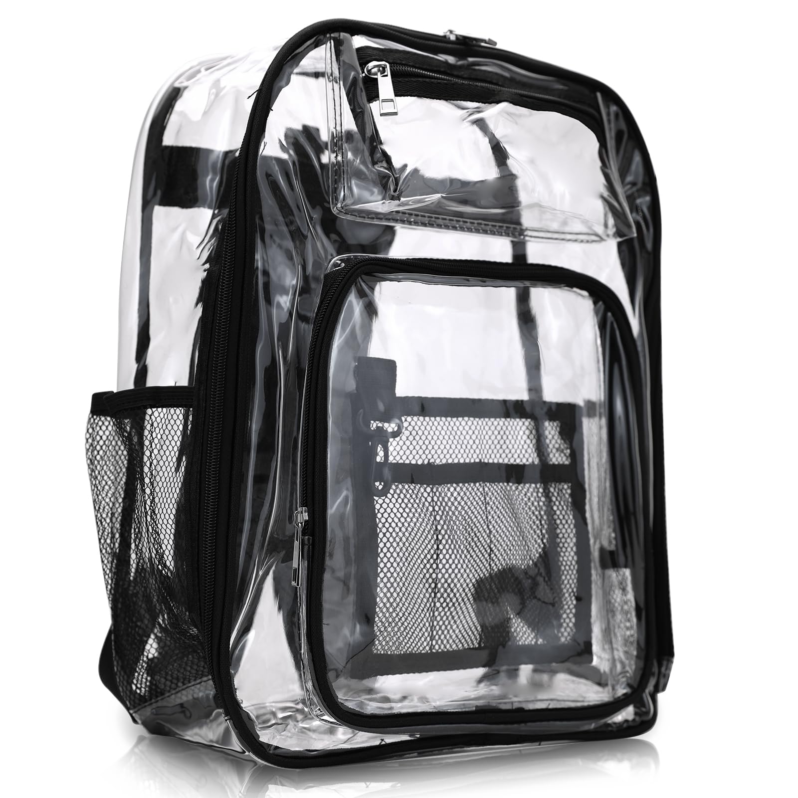 JUVEL Zaino completamente trasparente - Zaino in PVC trasparente di alta qualità, design trasparente, impermeabile e durevole, adatto per il viaggio quotidiano al lavoro e alla scuola