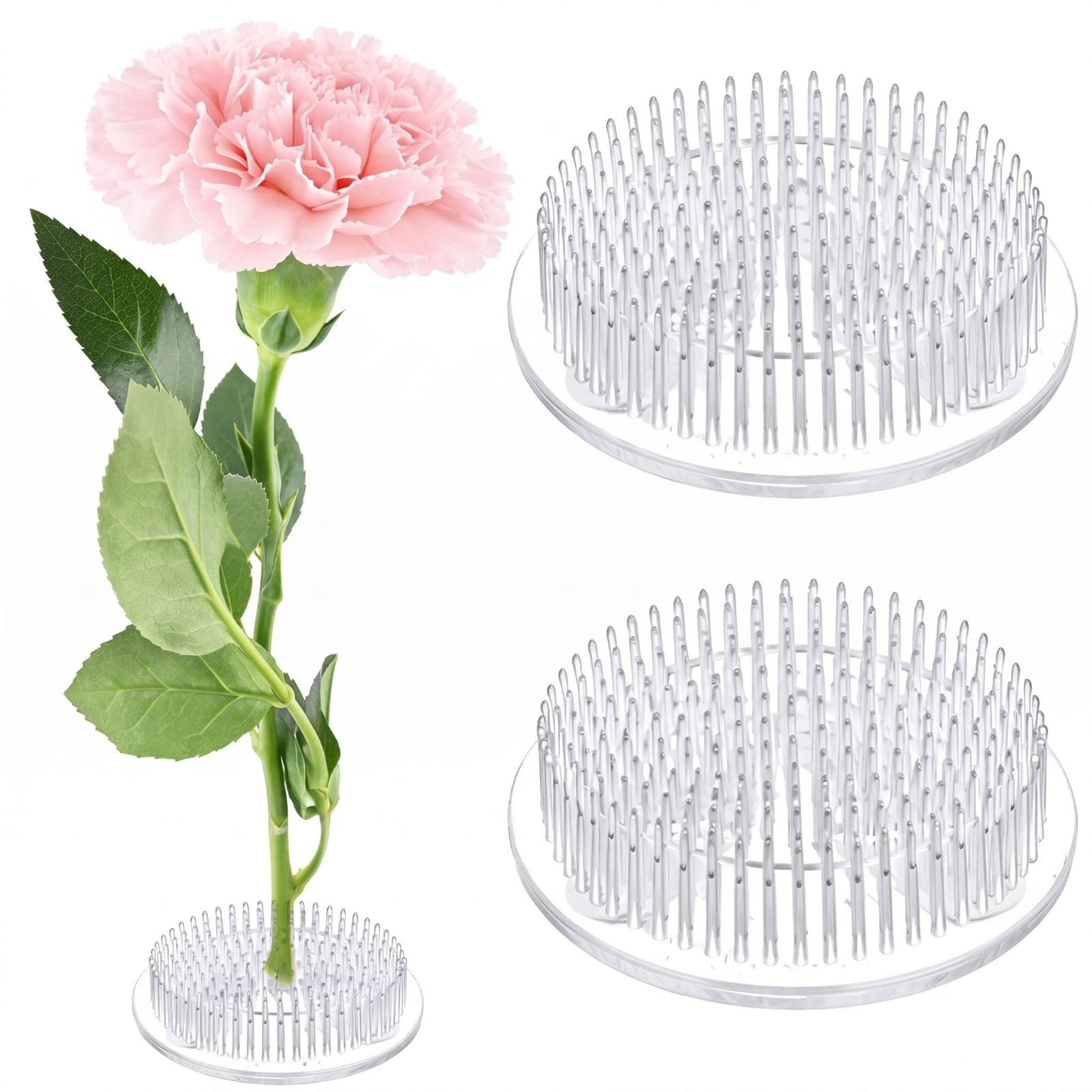 Waydress 2 Pcs 2.8 in Plastic Flower Frogs for Arrangements, Clear