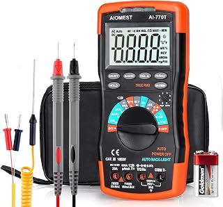 AIOMEST AN-770T Digital Multimeter Auto-Ranging 6000 Counts Multimeter, Voltage/Current/Resistance Meter, Measures Capacitor Temperature and Diode, TRMS DMM with Data Hold, NCV and Backlight