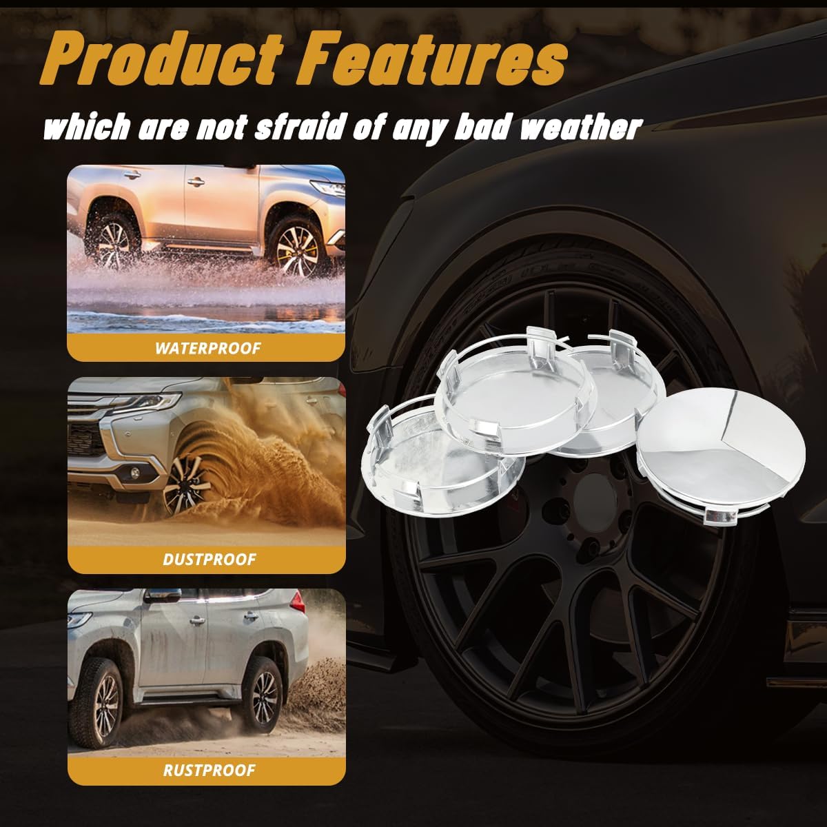 4Pcs 3.27in / 83mm Car Wheel Center Caps for 2005-2012 Tacoma 2007-2012 Tundra 2008-2012 Sequoia C32-TOY C32C-TOY Chrome Outer 3.27 in, Inner 2.93 in Snap-On Hub Caps