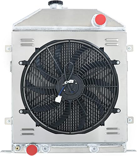 Ventilador de aluminio de 4 filas para radiador compatible con Ford Coupe Super Deluxe 3.7L 1942-1948