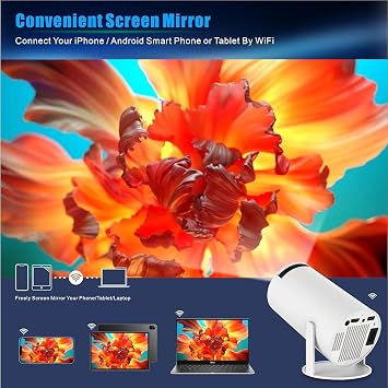 Coverzone HY300 Projection Wifi 6 BT5.0 Supported by Android 11.0 Operating System, Home Theater Projection, Automatic Keystone Correction, Screen Reduction up to 23 inches