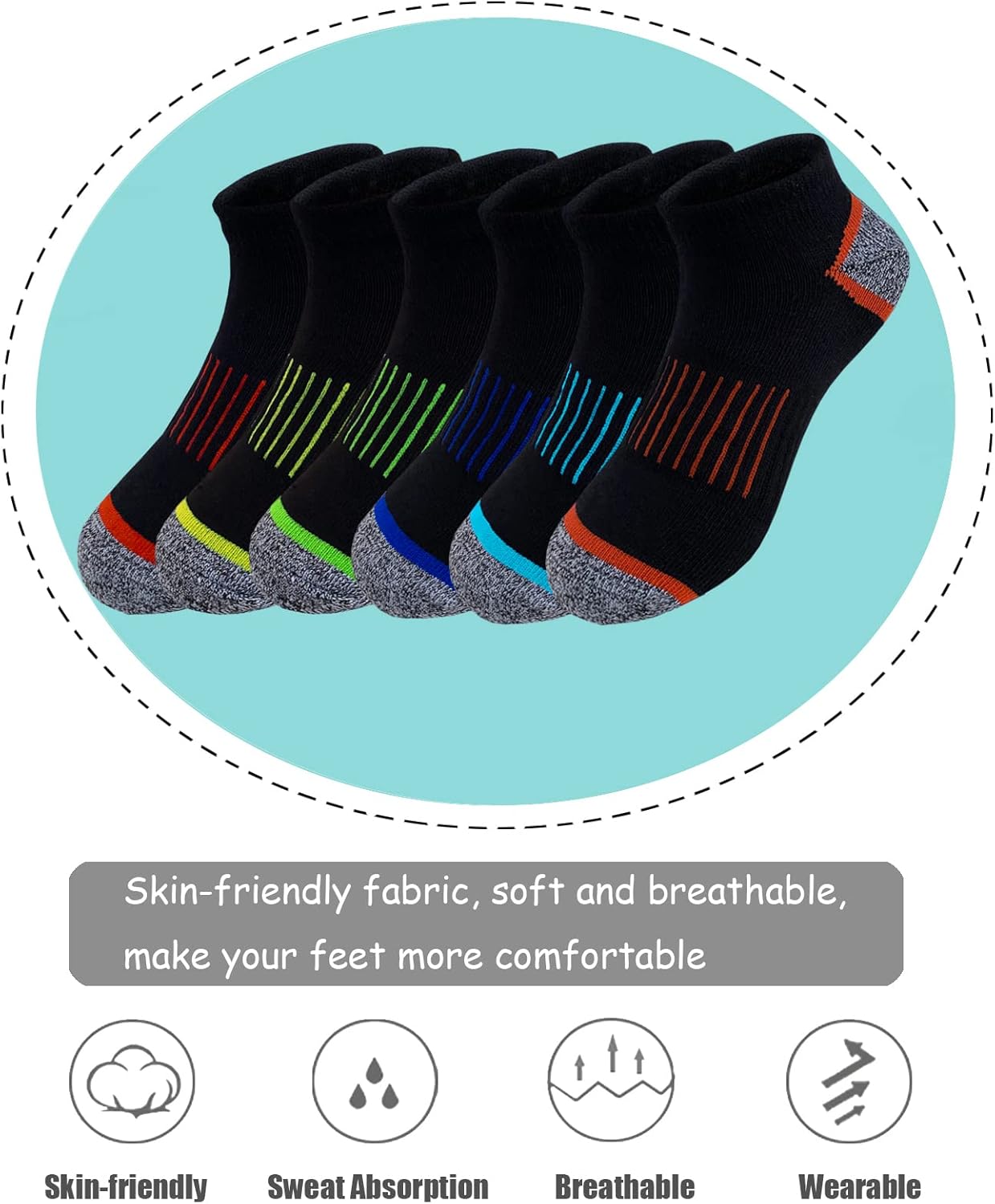 JAMEGIO boys socks 12 Pairs kids Half Cushion Low Cut Sock Sport Ankle Athletic Sock for Little Big Kids - Image 4